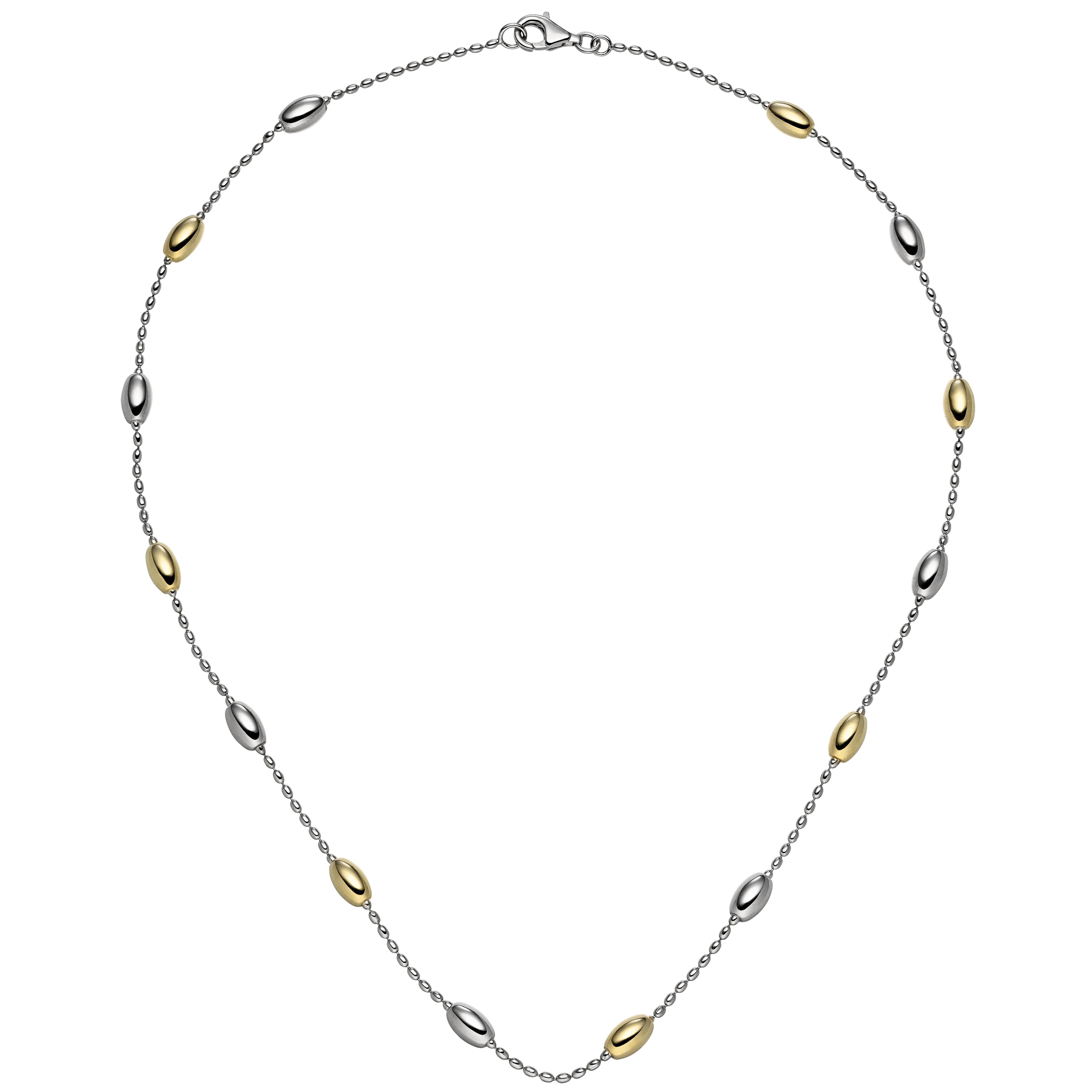 Collier Halskette 925er Sterling Silber bicolor vergoldet 45cm Kette Silberkette