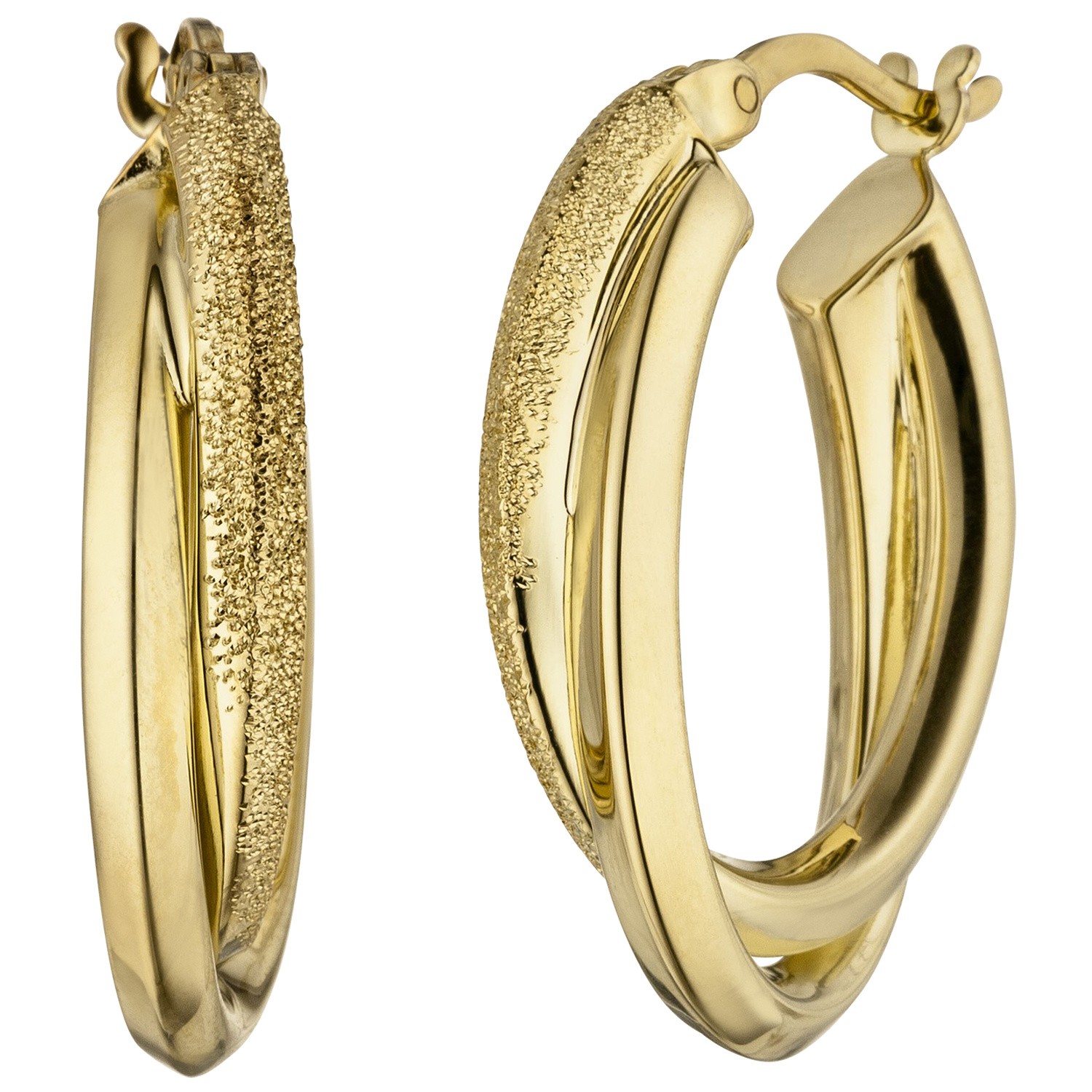 Creolen oval 925er Sterling Silber gold vergoldet matt Ohrringe