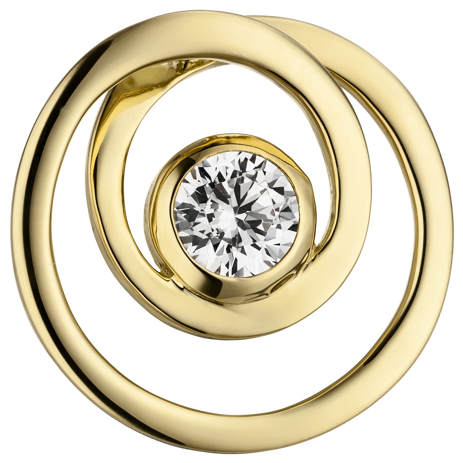 Anhänger rund 925er Sterling Silber gold vergoldet 1 Zirkonia