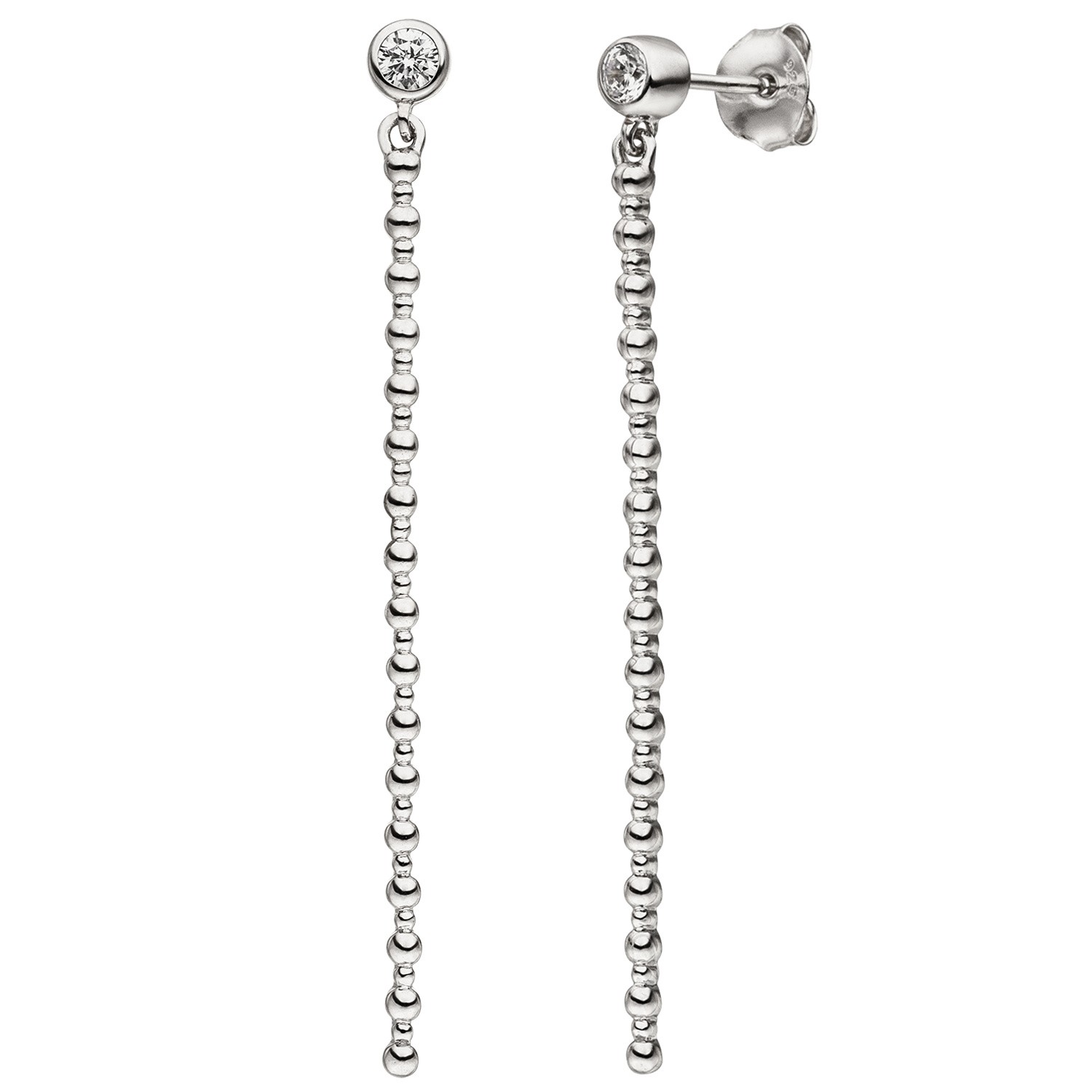 Ohrhänger 925er Sterling Silber 2 Zirkonia Ohrringe Ohrstecker