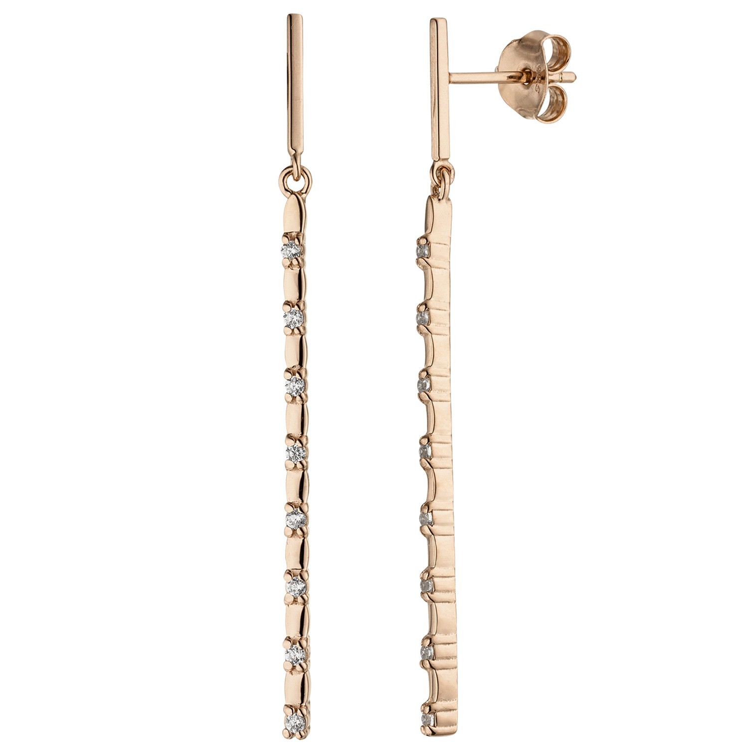 Ohrhänger 925er Sterling Silber rotgold vergoldet 16 Zirkonia Ohrringe Ohrstecker