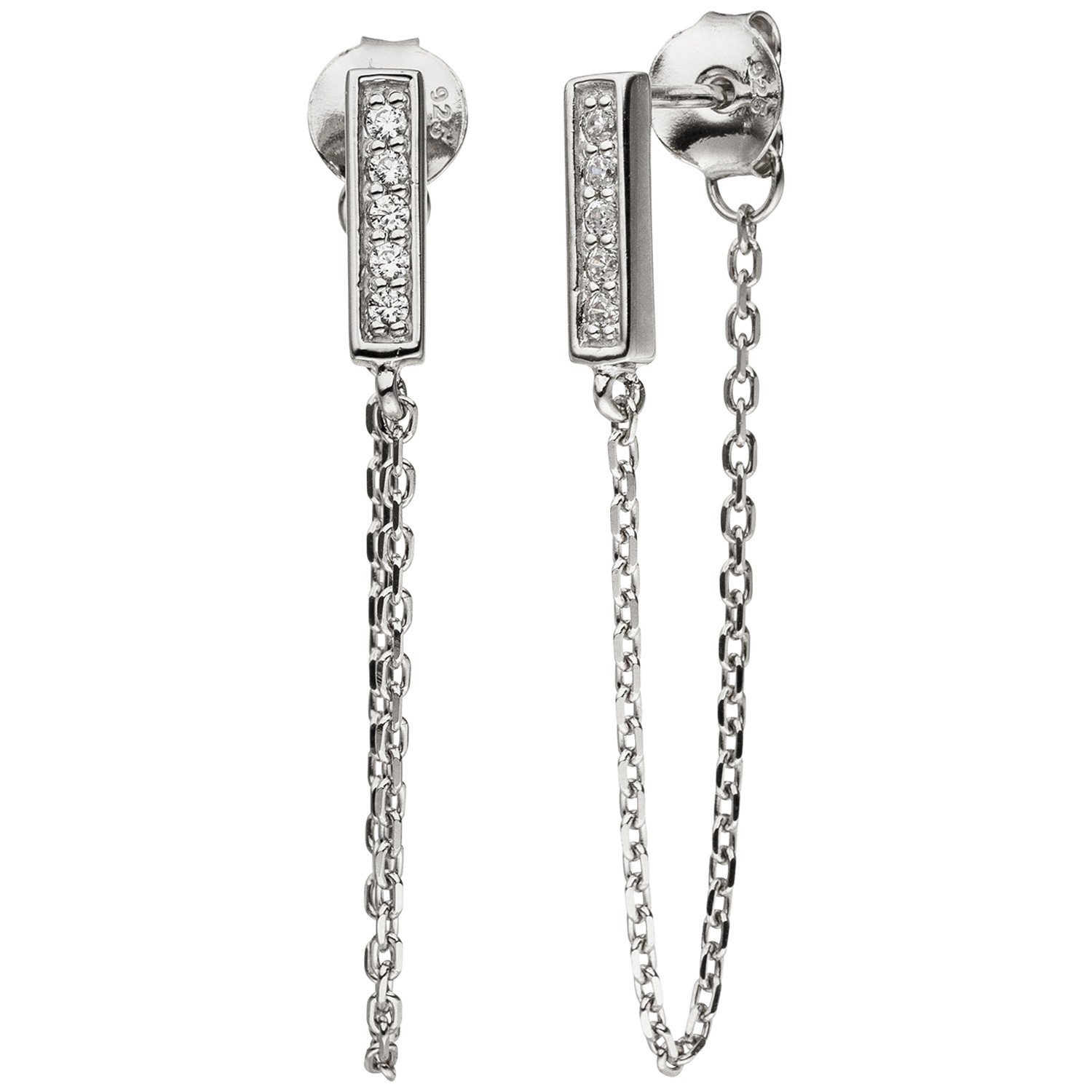 Ohrhänger 925er Sterling Silber 10 Zirkonia Ohrringe Ohrstecker