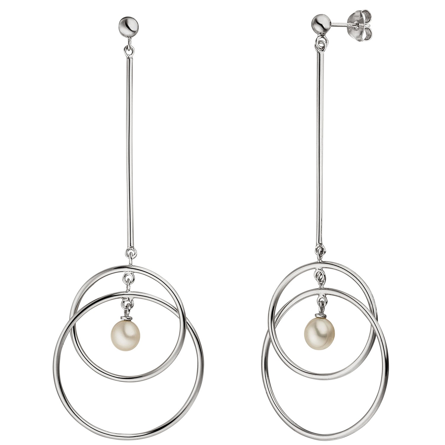 Ohrhänger 925er Sterling Silber 2 Süßwasser Perlen Ohrringe Ohrstecker