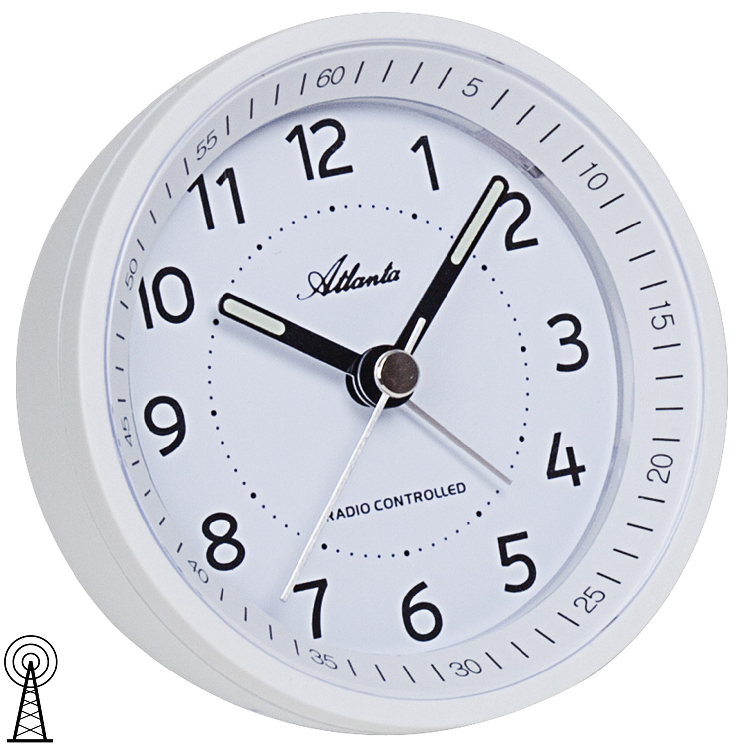 Wecker Funk Funkwecker weiß mit Licht Snooze