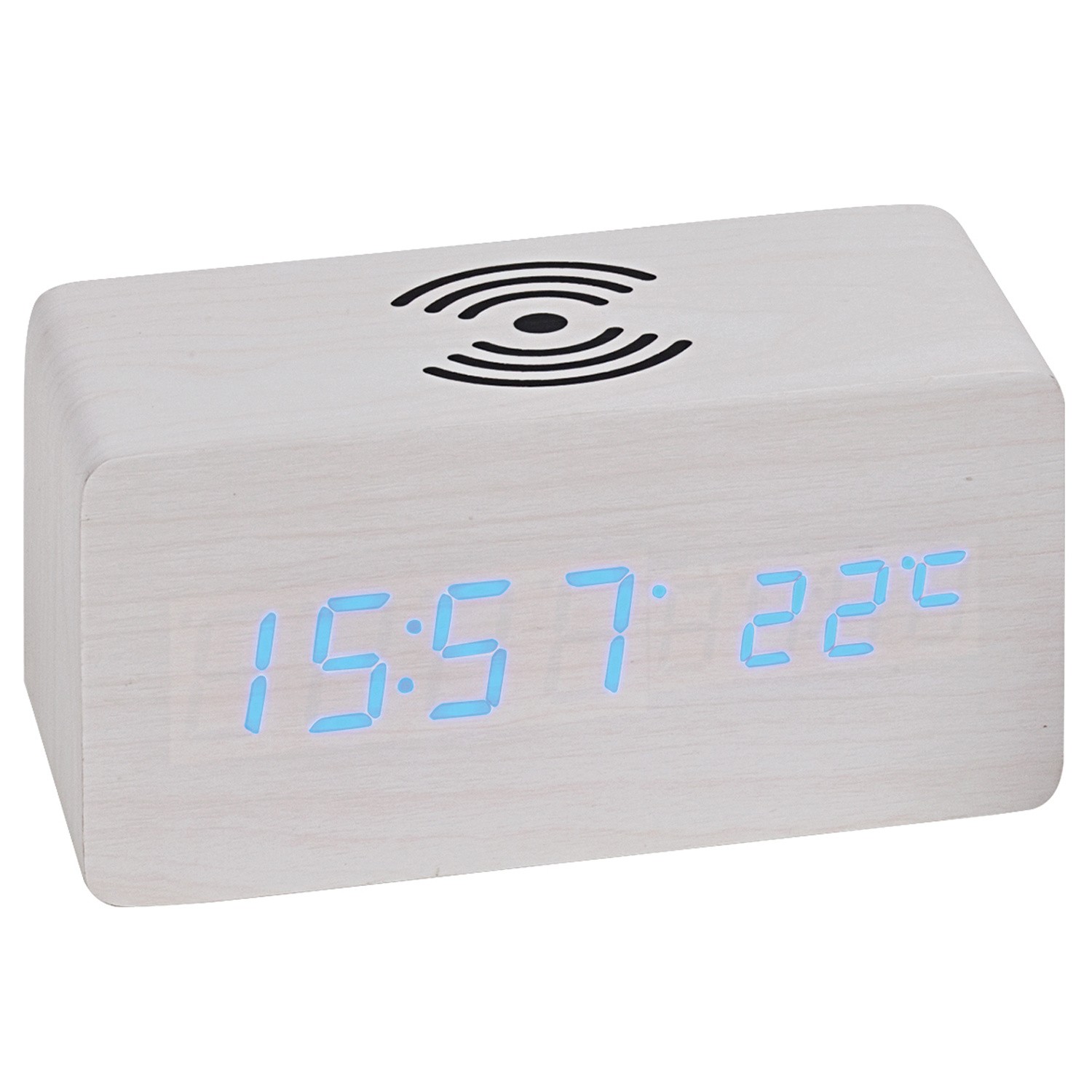 Tischwecker WIRELESS CHARGING weiß digital Temperatur Datum