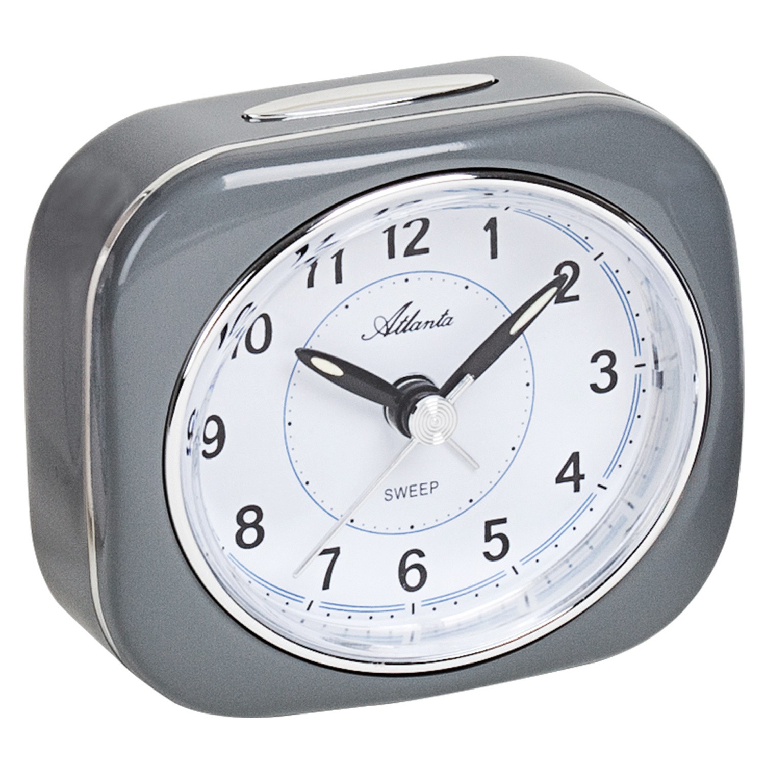 Wecker Quarz analog grau leise ohne Ticken mit Licht Snooze