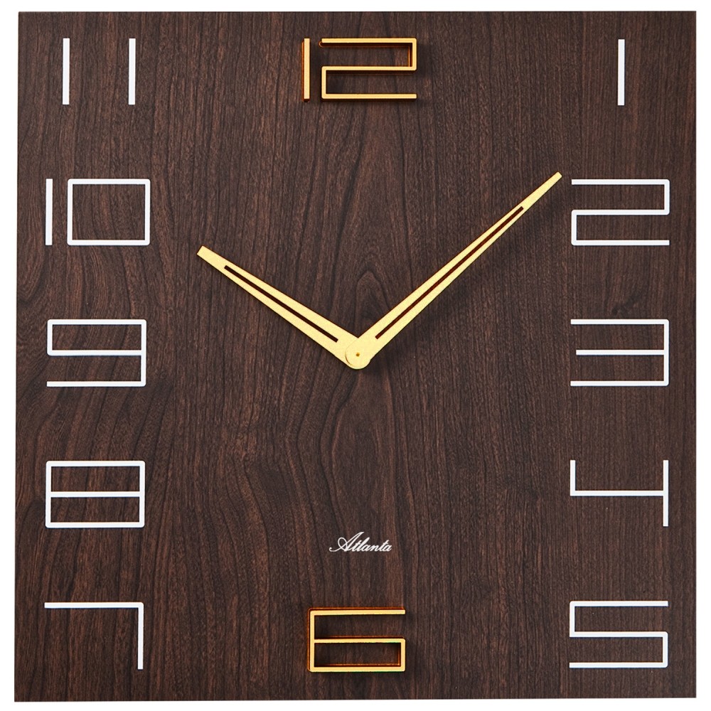 Wanduhr nussbaum farben viereckig