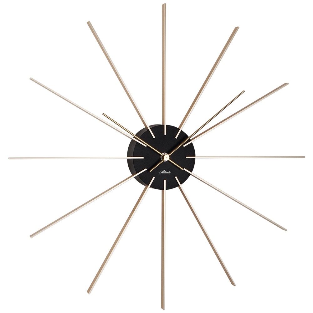 Wanduhr Quarz analog schwarz golden