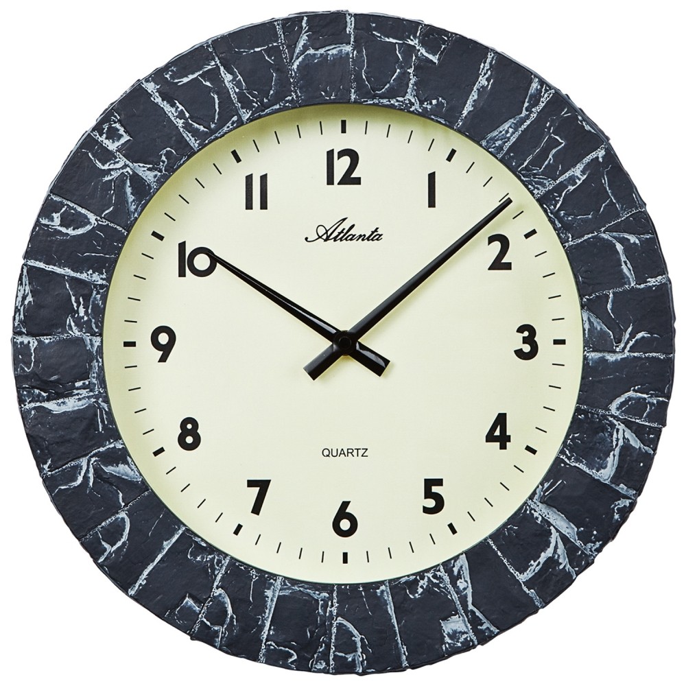 Wanduhr Quarz analog grau anthrazit Steinoptik