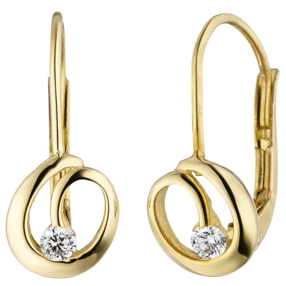 Ohrhänger 333 Gelbgold 2 Zirkonia Ohrringe Boutons Goldohrringe