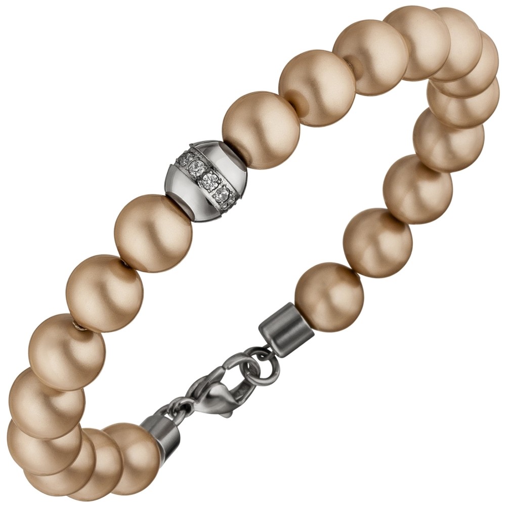 Armband SWAROVSKI® ELEMENTS mit Edelstahl Kugel und Zirkonia 19cm