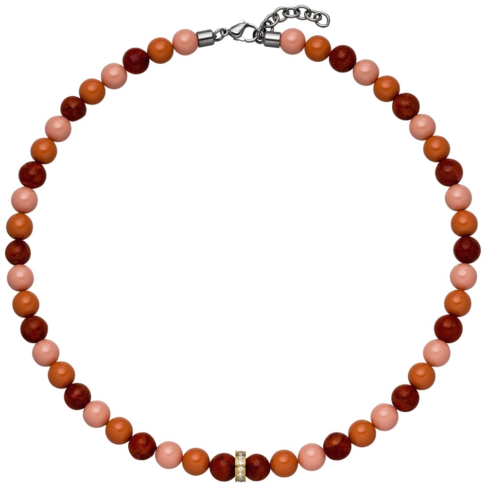 Collier Halskette SWAROVSKI® ELEMENTS und dunkelrote Kugeln 42cm