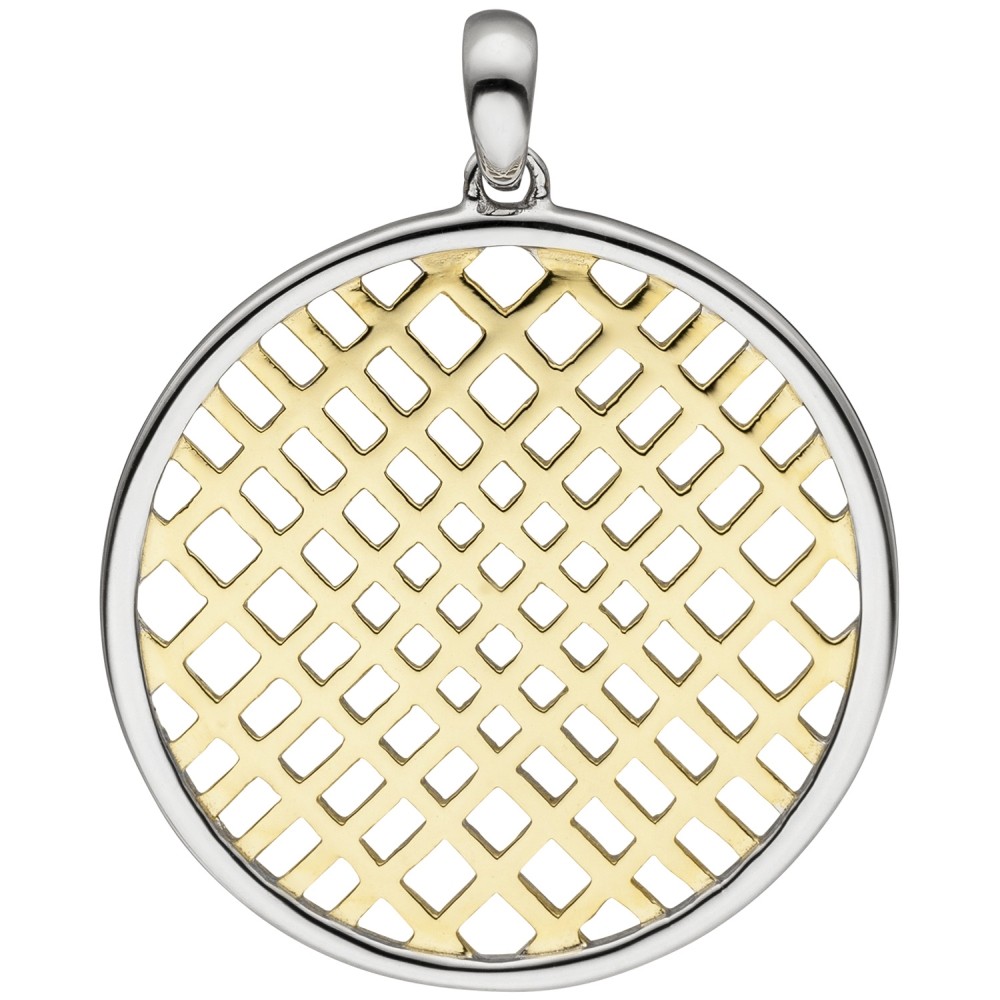 Anhänger rund 925 Sterlingsilber bicolor vergoldet
