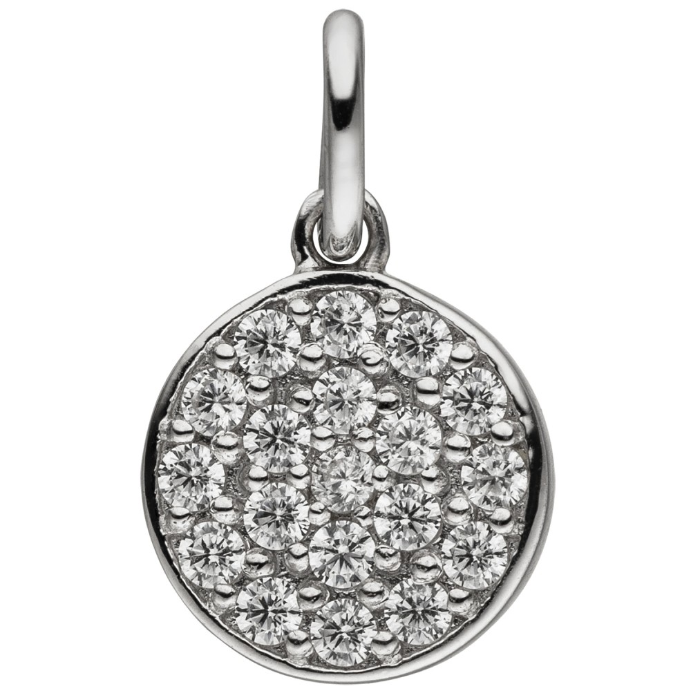 Anhänger rund 925 Sterlingsilber 19 Zirkonia Silberanhänger