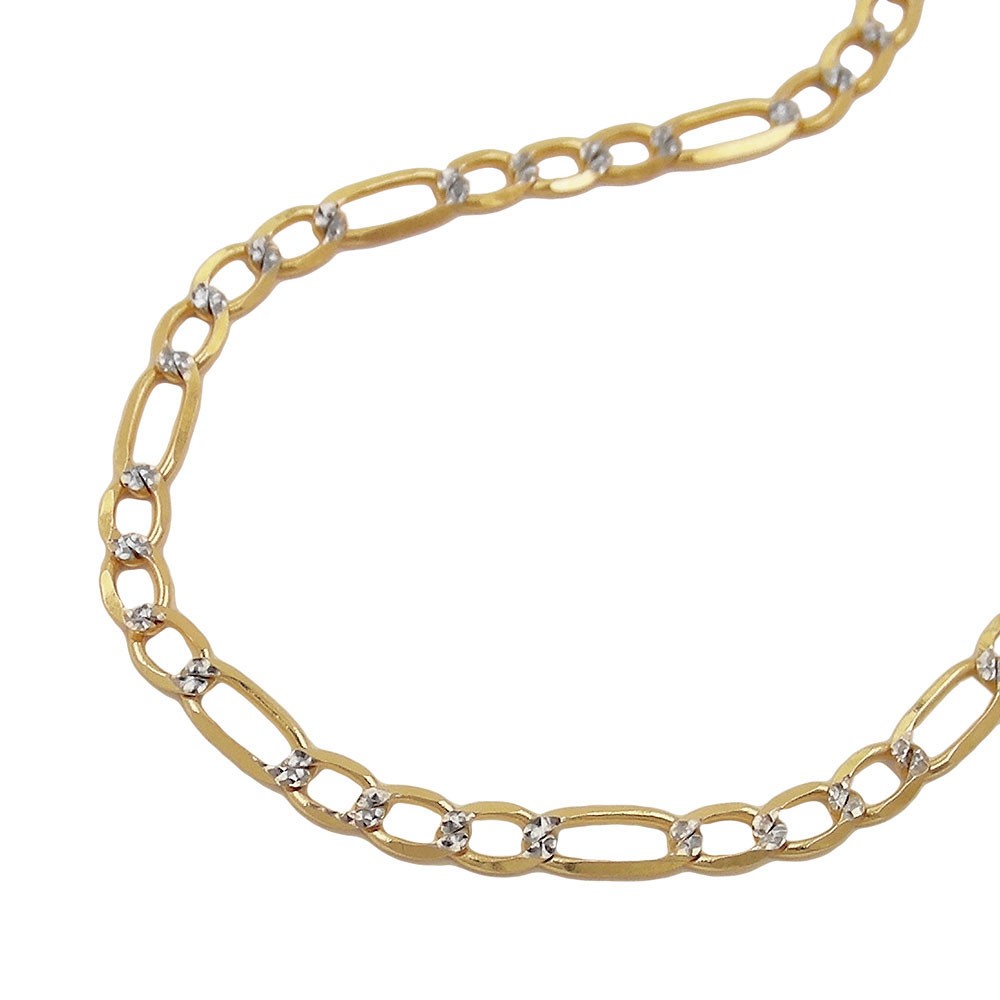 Halskette 45cm Figaro-Panzer bicolor 585 Gelbgold
