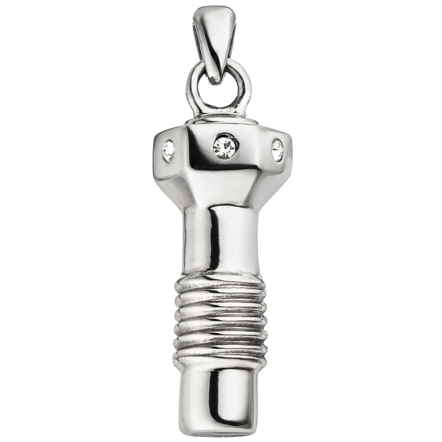 Anhänger Schraube Edelstahl mit 6 Kristallen