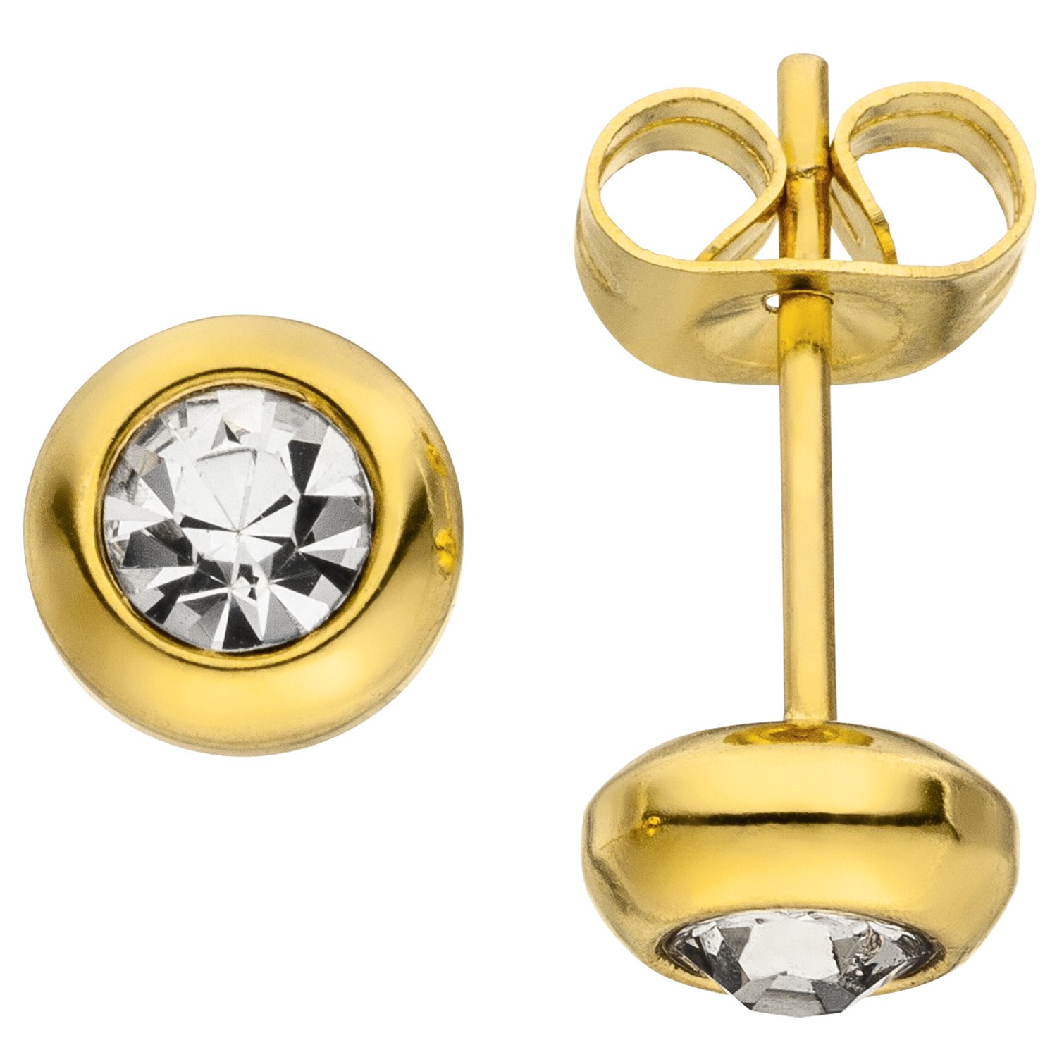 Ohrstecker Edelstahl 2 Zirkonia Edelstahl gelbgoldfarben 2 Zirkonia
