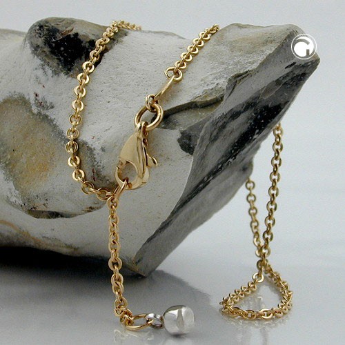 Fußkette Ankerkette mit Endkugel bicolor 375 Gold 25cm