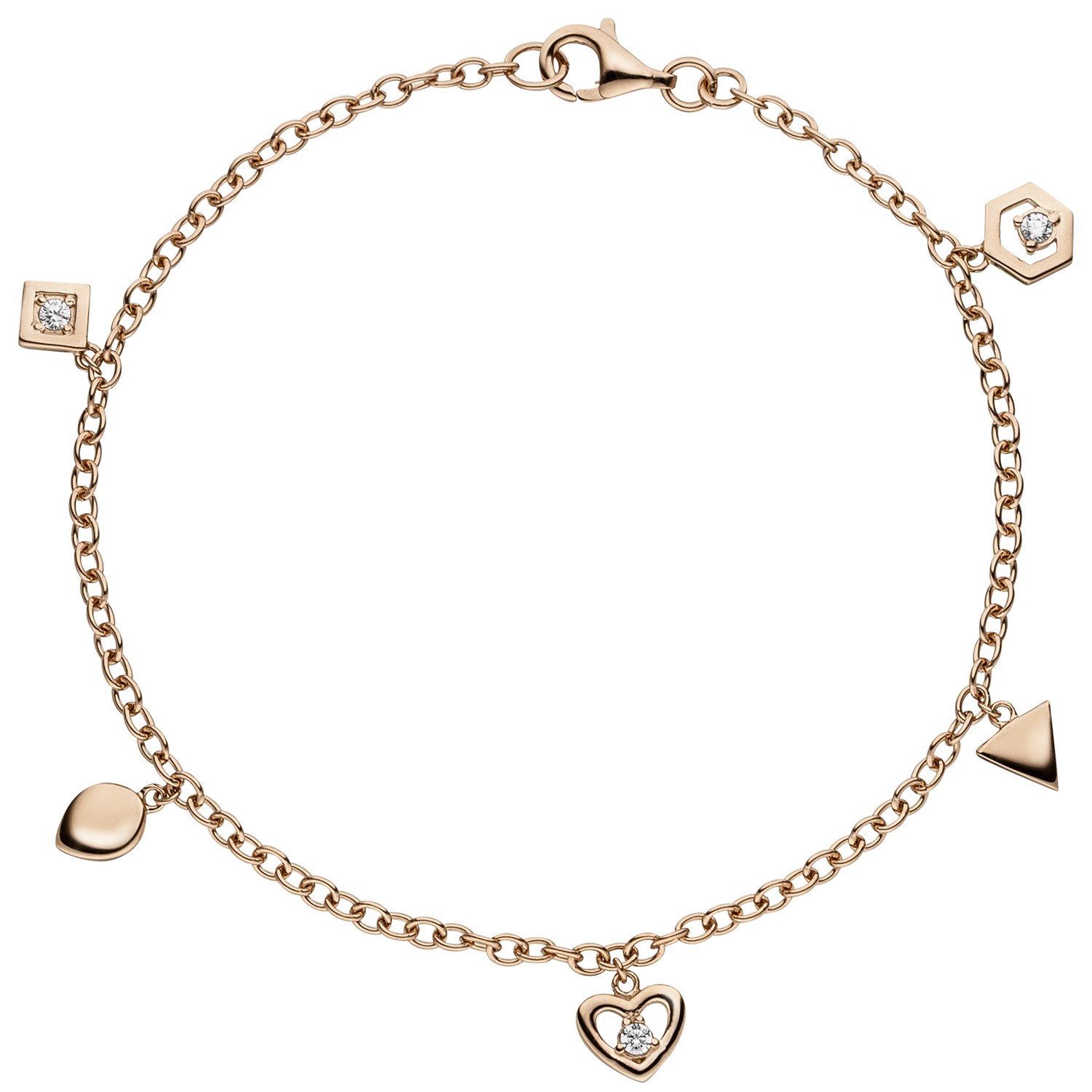 Armband 925er Sterling Silber rotgold vergoldet 3 Zirkonia 19cm