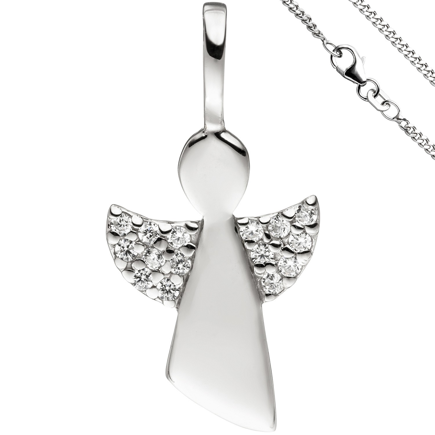 Anhänger Engel Schutzengel 925 Sterlingsilber Zirkonia mit Kette 38cm