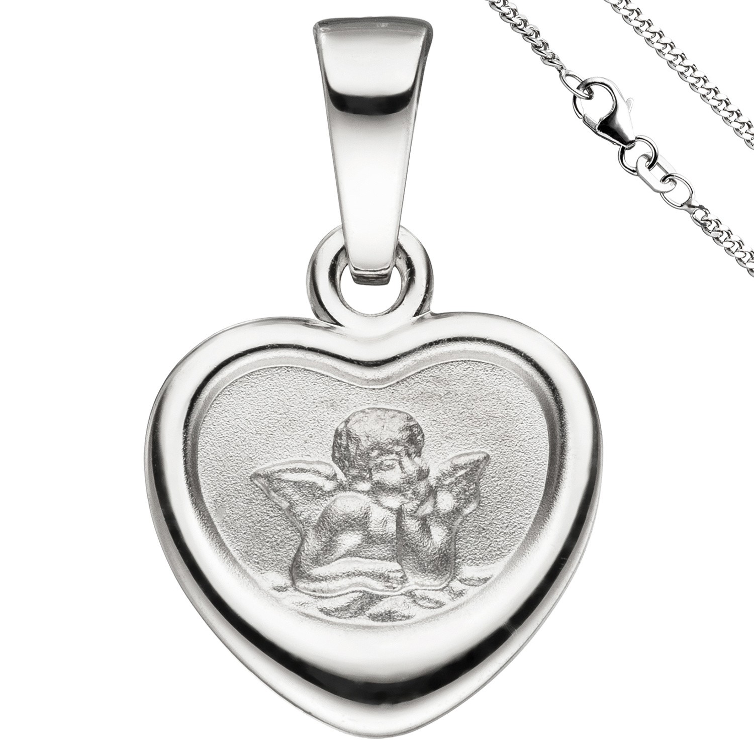 Anhänger Kleines Herz Herzchen Schutzengel 925 Sterlingsilber mit Kette 38cm