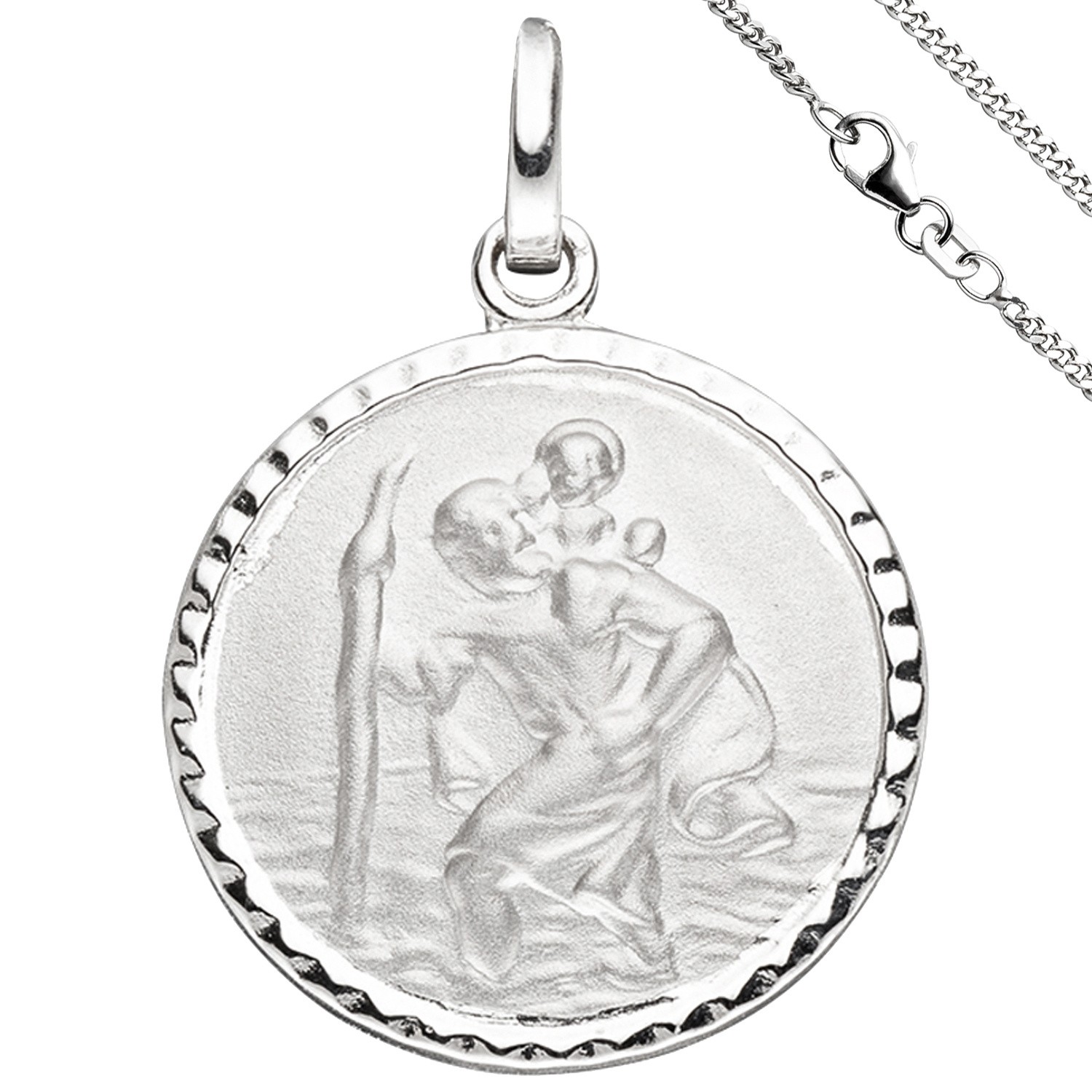 Anhänger Schutzpatron Christopherus 925 Sterlingsilber mit Kette 42cm