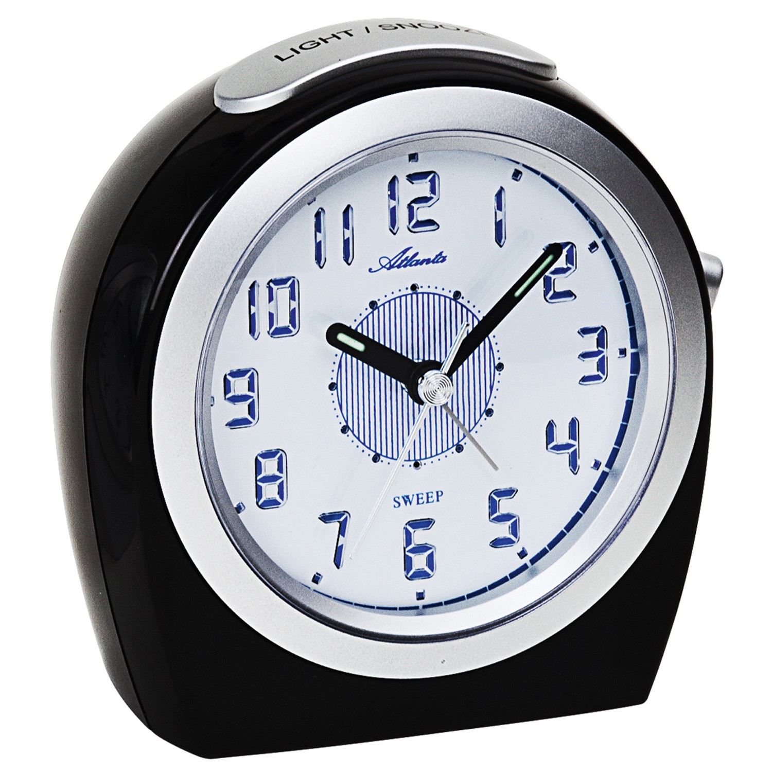 Wecker Quarz analog schwarz leise ohne Ticken mit Licht Snooze