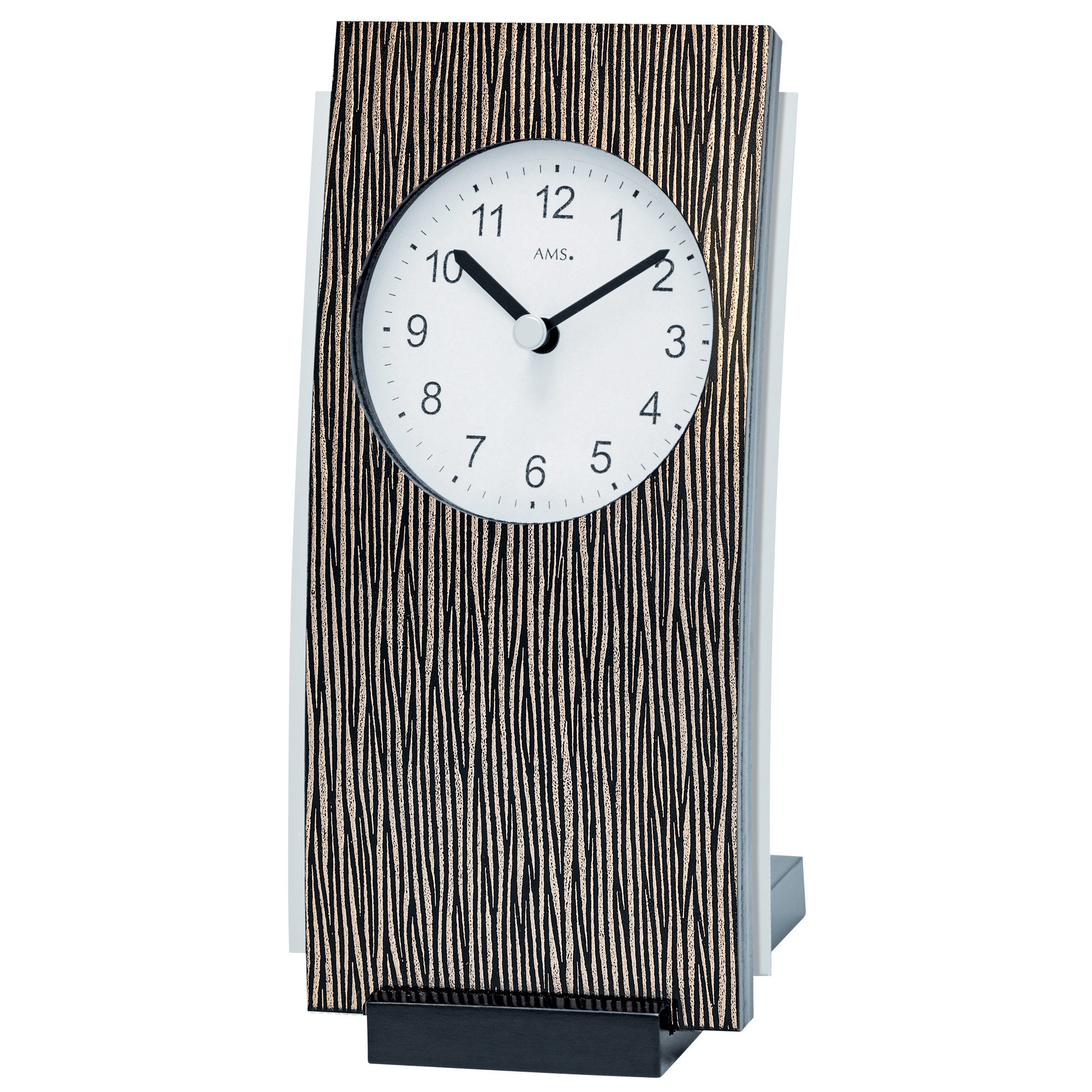 AMS 1149 Tischuhr Quarz analog Wellen-Optik mit Aluminium