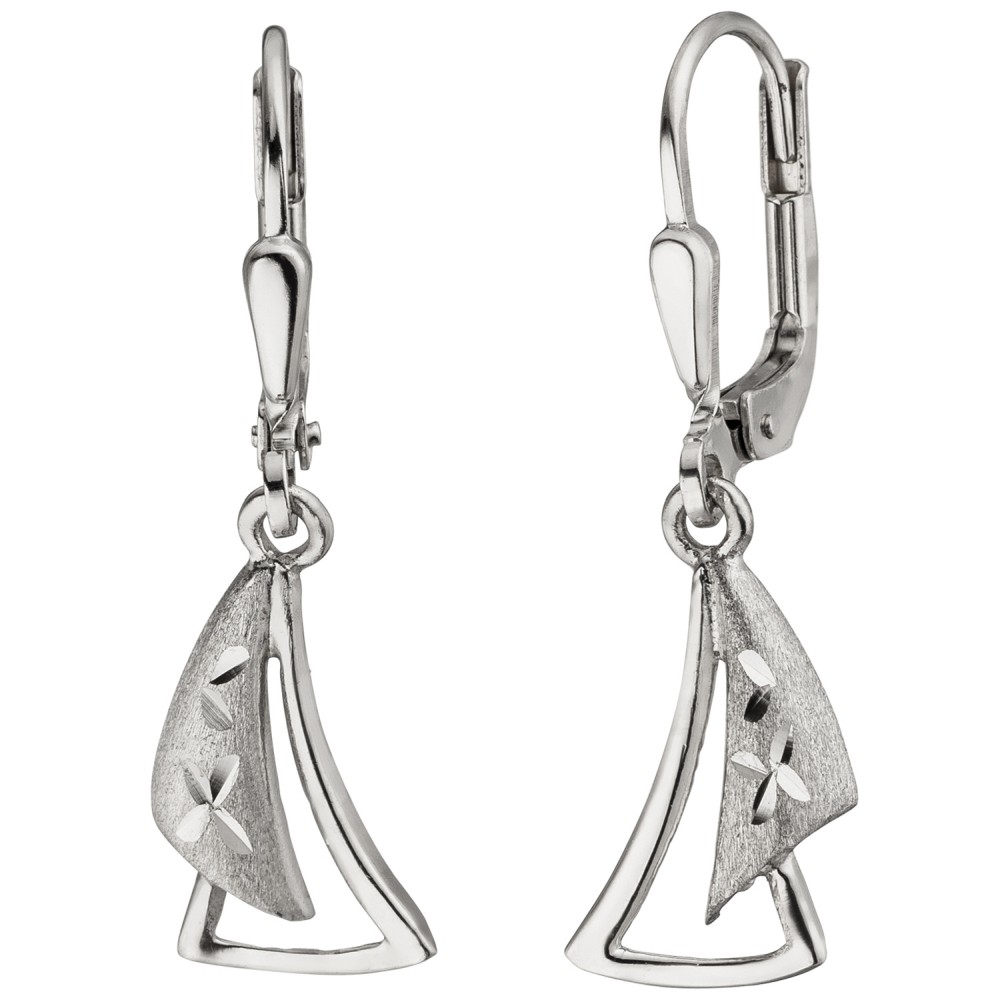 Ohrhänger 925 Sterlingsilber teil matt Ohrringe Silberohrringe