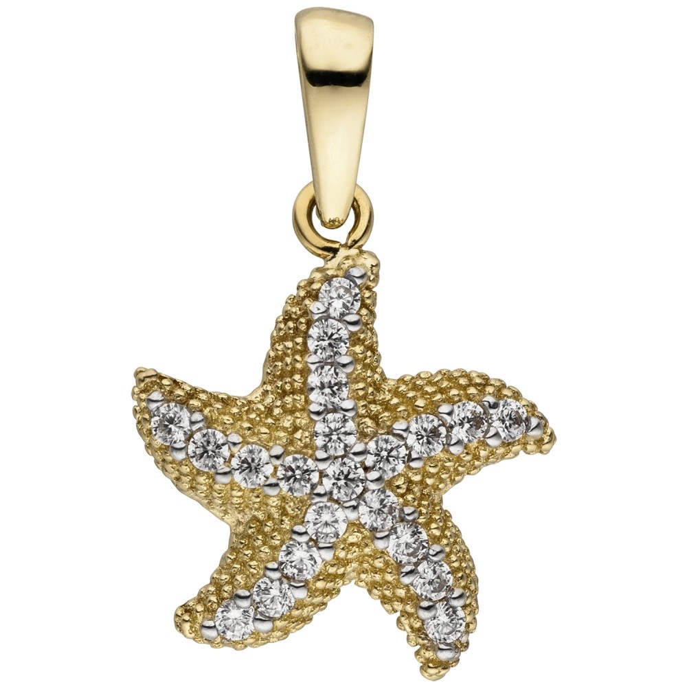 Anhänger Seestern 333 Gelbgold 21 Zirkonia Goldanhänger