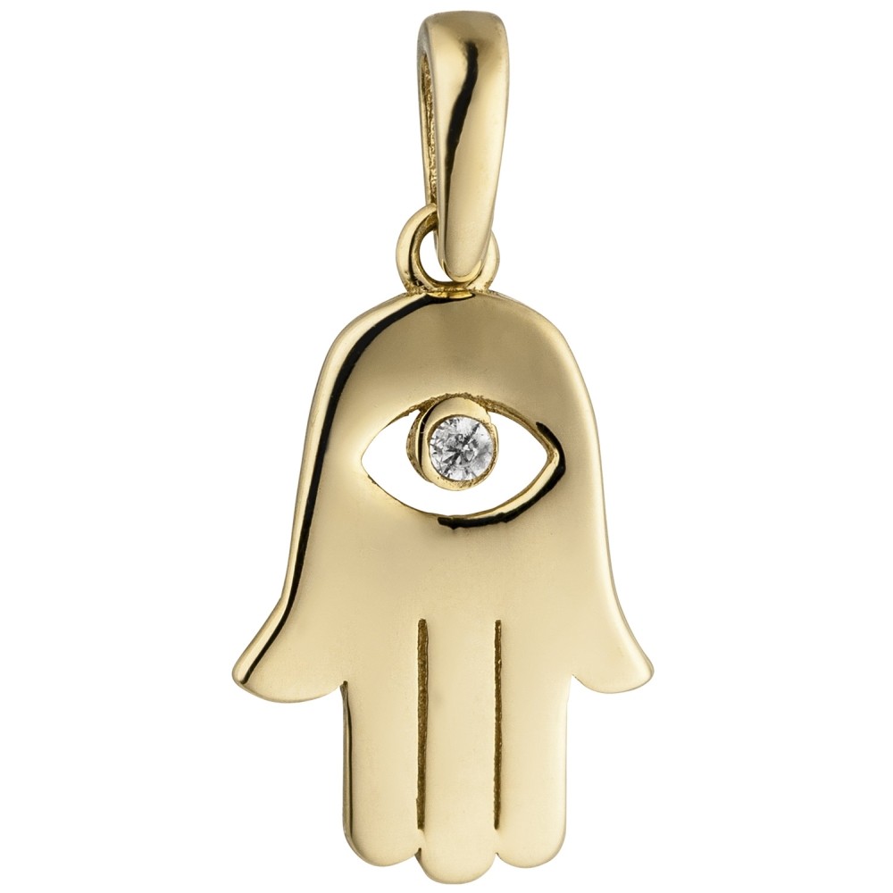 Anhänger Hand 333 Gelbgold 1 Zirkonia Goldanhänger