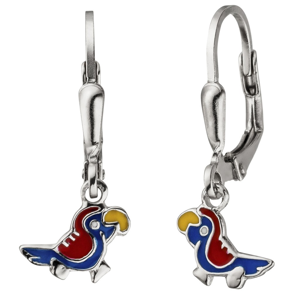 Kinder Ohrhänger Papagei 925 Sterlingsilber Ohrringe Kinderohrringe