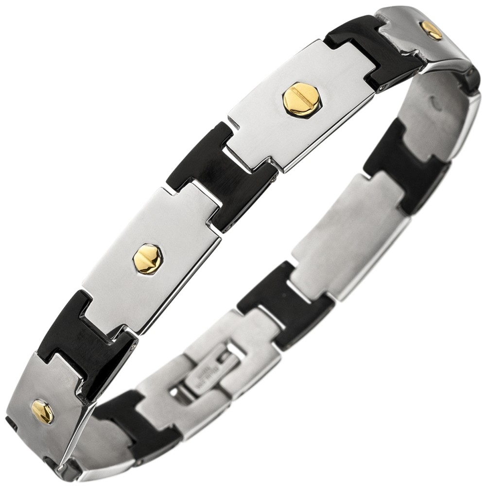 Qualitätskontrolle JOBO Armband Edelstahl schwarz beschichtet 21cm