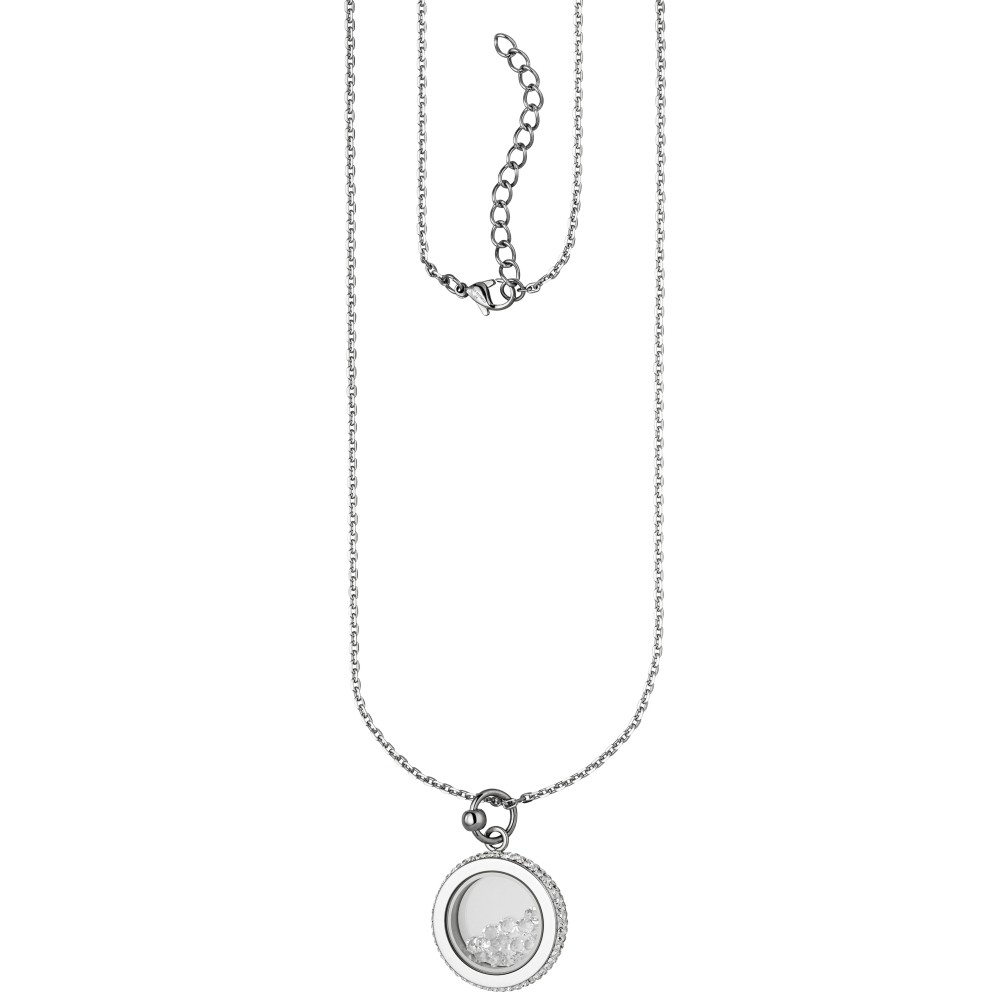 Collier Edelstahl mit 176 Kristallen 75cm Karabiner