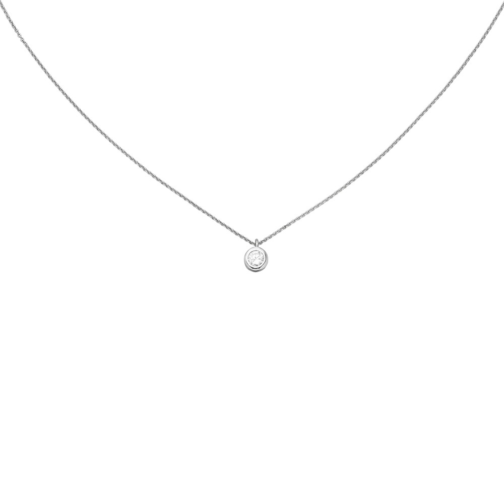 Collier 925 Sterlingsilber 1 Zirkonia 43cm Silberkette Karabiner