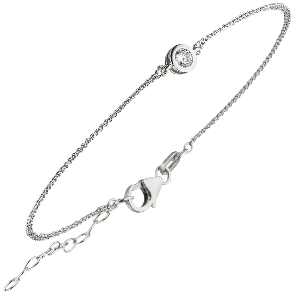 Armband 925 Sterlingsilber 1 Zirkonia 19cm Silberarmband