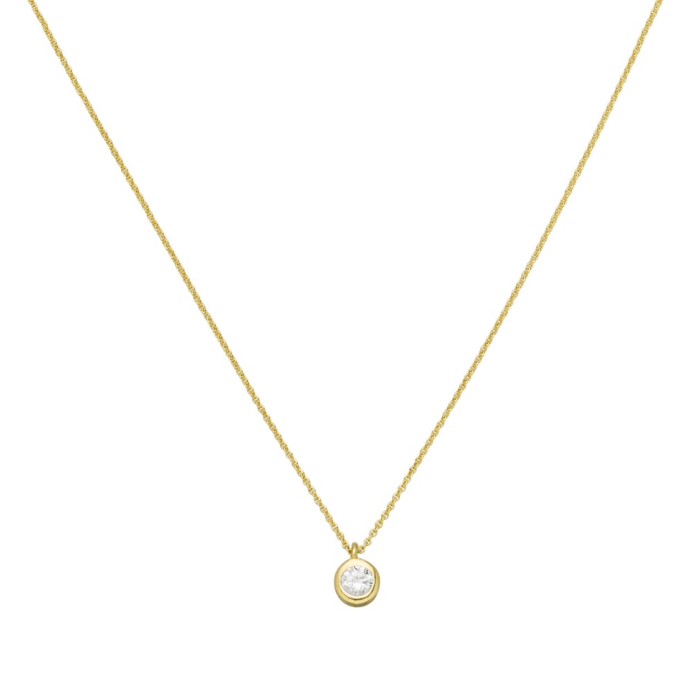 Collier Kettte mit Anhänger 925 Silber vergoldet 1 Zirkonia 43cm Kette