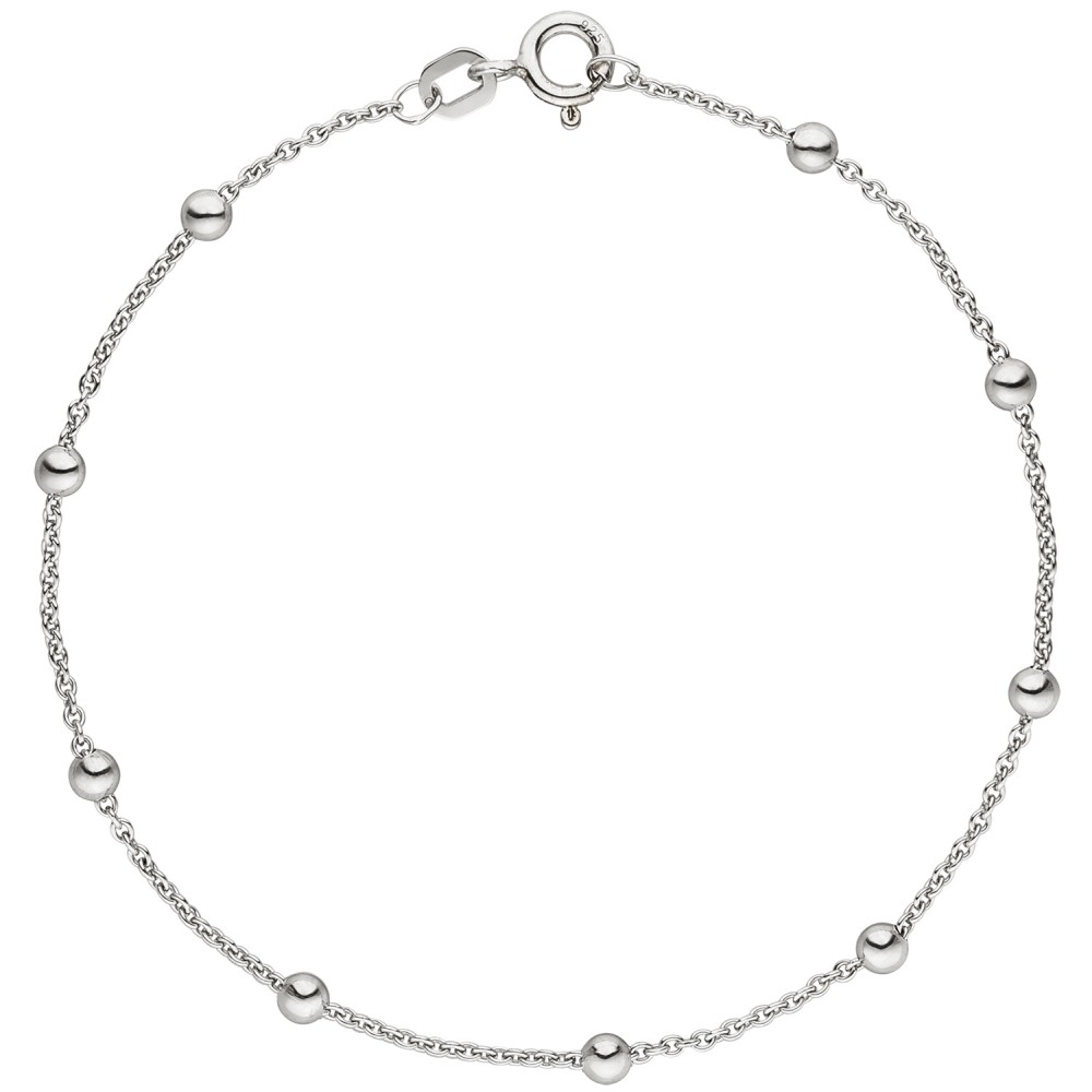 Fußkettchen Fußkette mit Kugeln 925 Sterlingsilber 25cm Silberkette