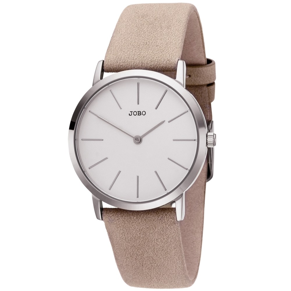 Damen Armbanduhr Quarz Analog Edelstahl Lederband taupe