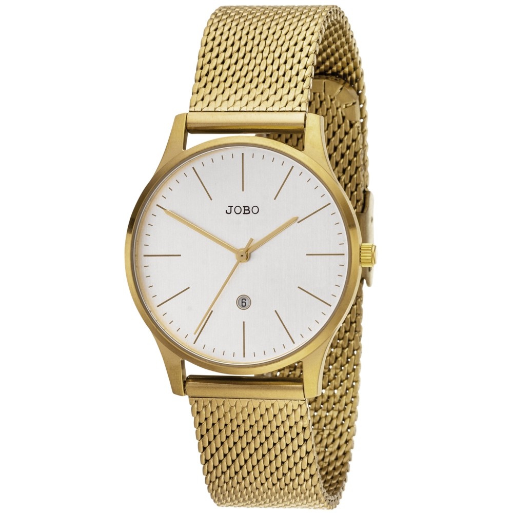 Damen Armbanduhr Quarz Analog Edelstahl vergoldet Datum Damenuhr