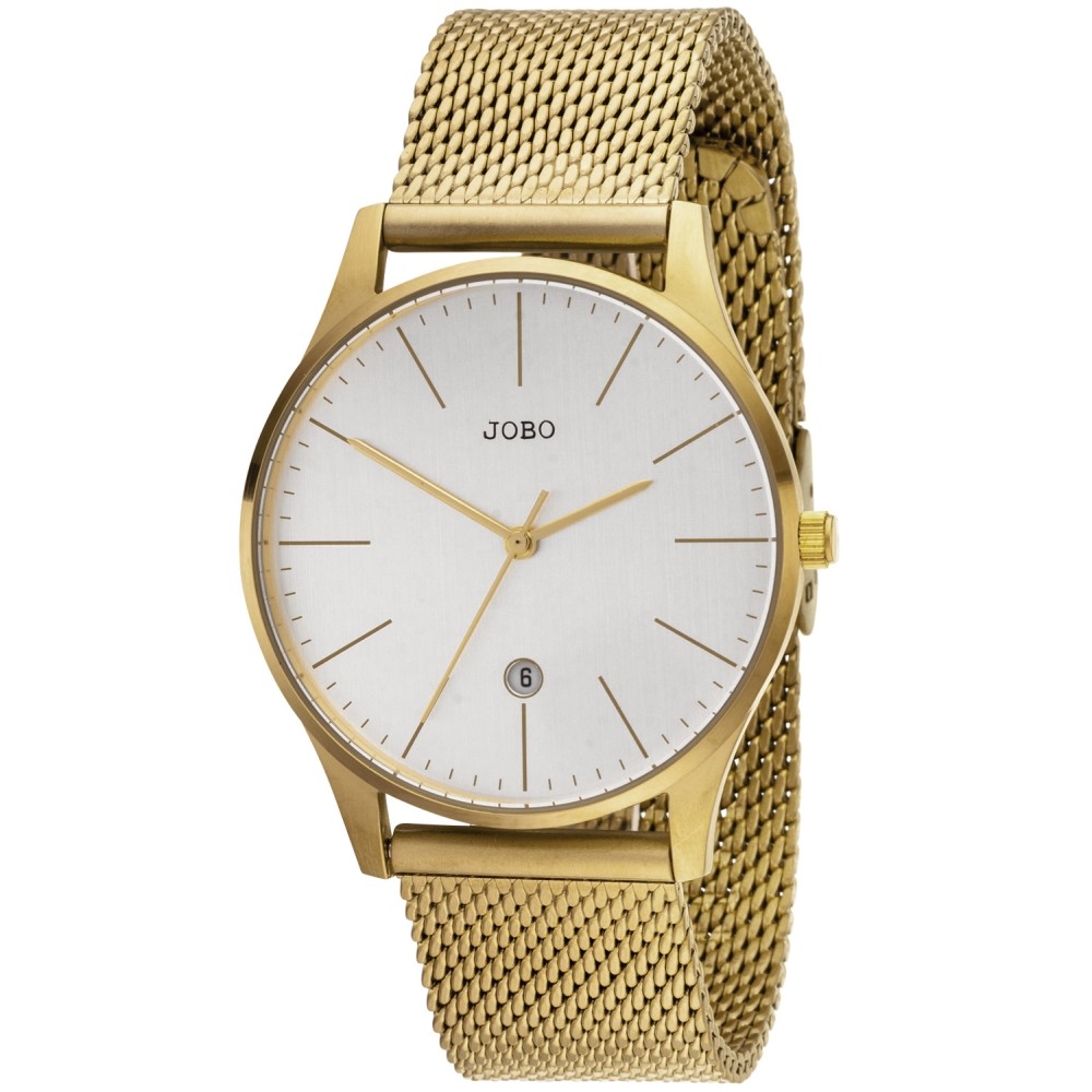 Herren Armbanduhr Quarz Analog Edelstahl vergoldet Datum Herrenuhr