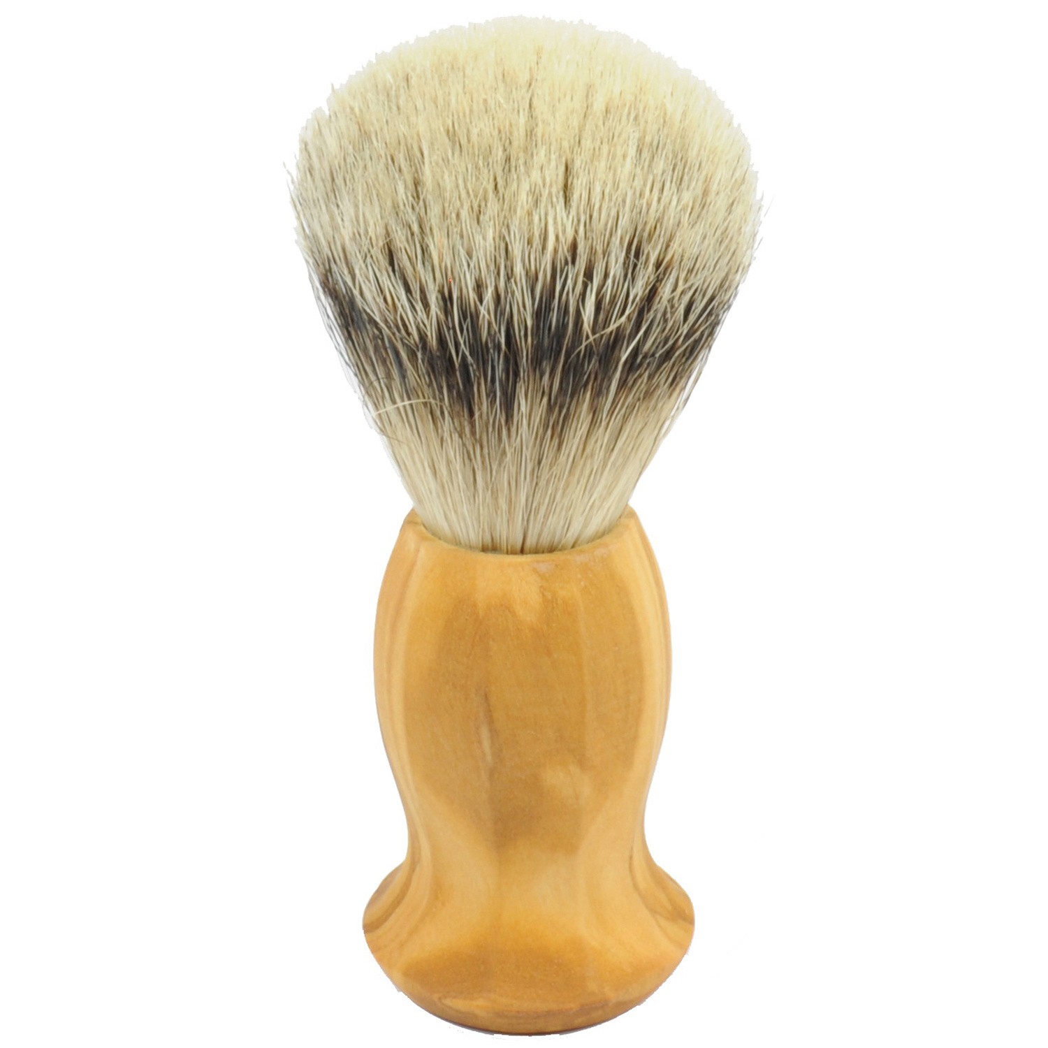 Golddachs Rasierpinsel mit Dachs-Silberspitze Olivenholzgriff