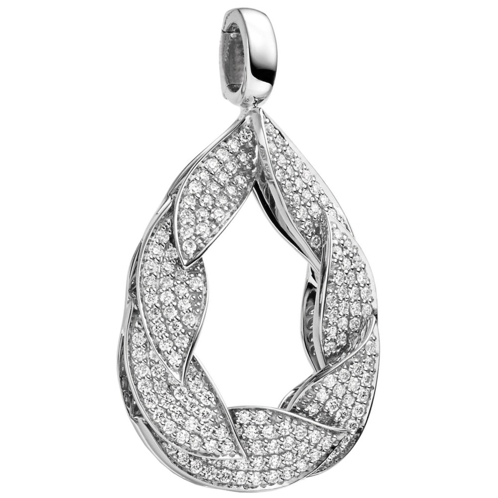 Anhänger Einhänger Tropfen 585 Weißgold 175 Diamanten Brillanten 0,65ct.
