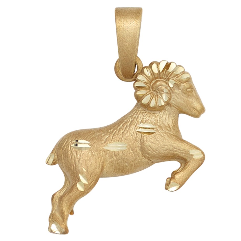 Anhänger Sternzeichen Widder 925 Sterlingsilber vergoldet matt
