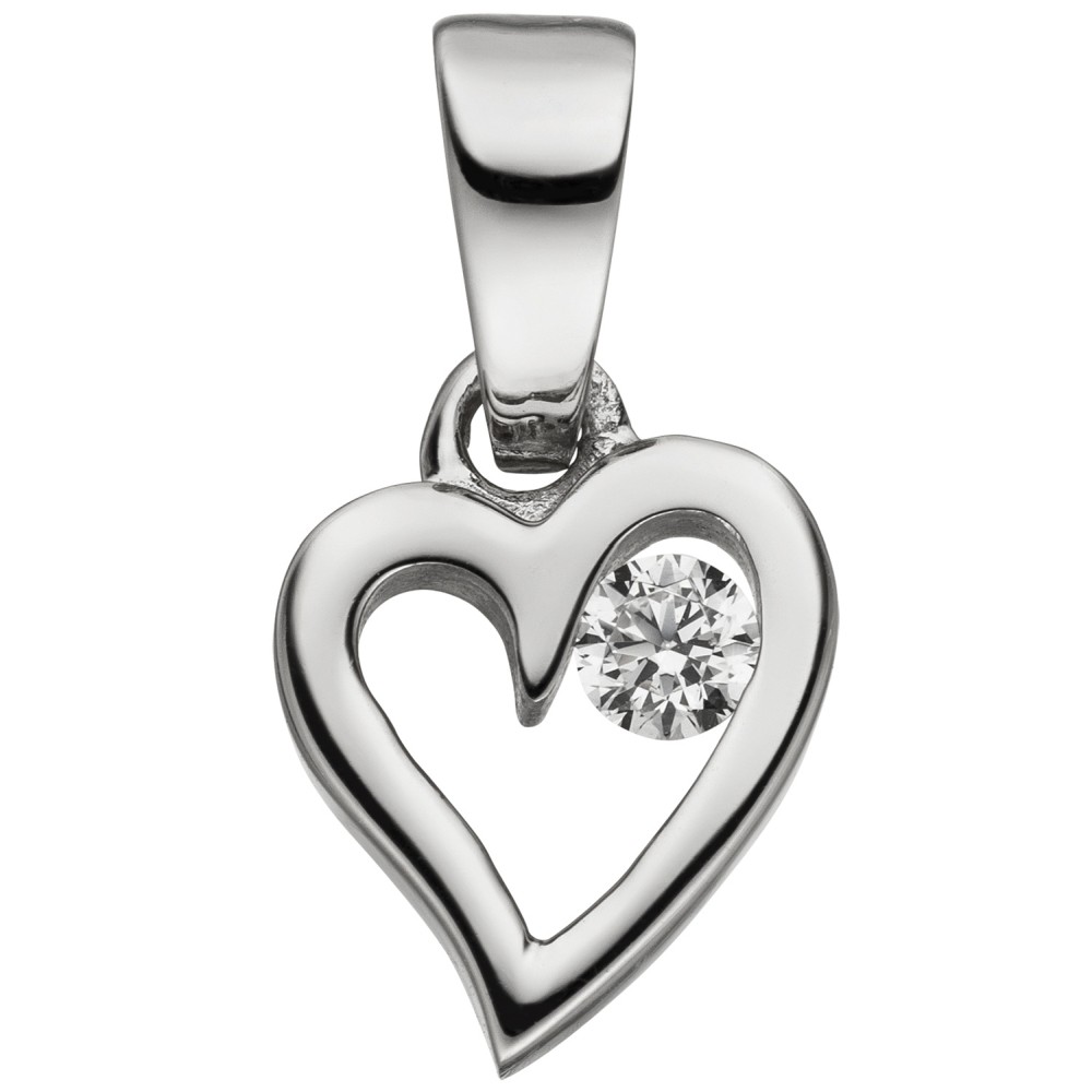 Anhänger Kleines Herz 925 Sterlingsilber 1 Zirkonia Herzanhänger