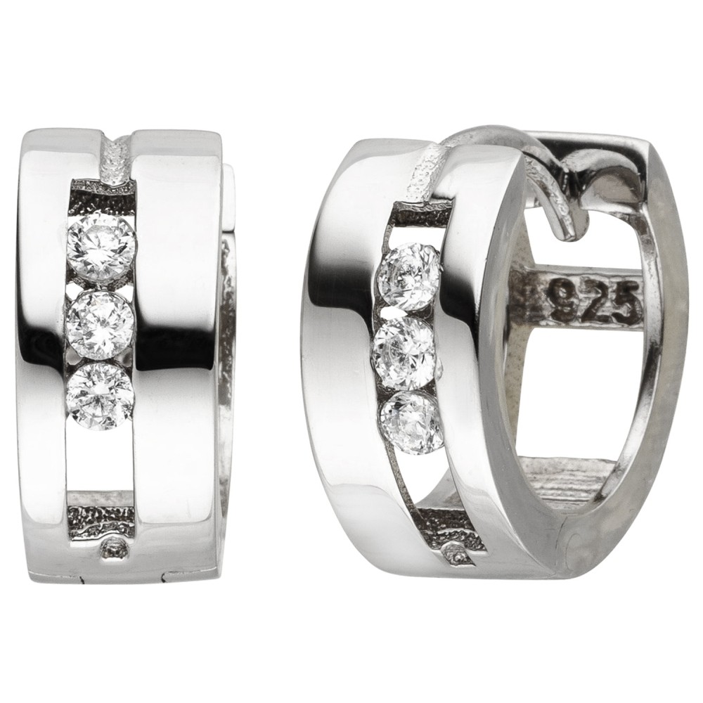 Creolen 925 Sterlingsilber 6 Zirkonia Ohrringe Silbercreolen Silberohrringe