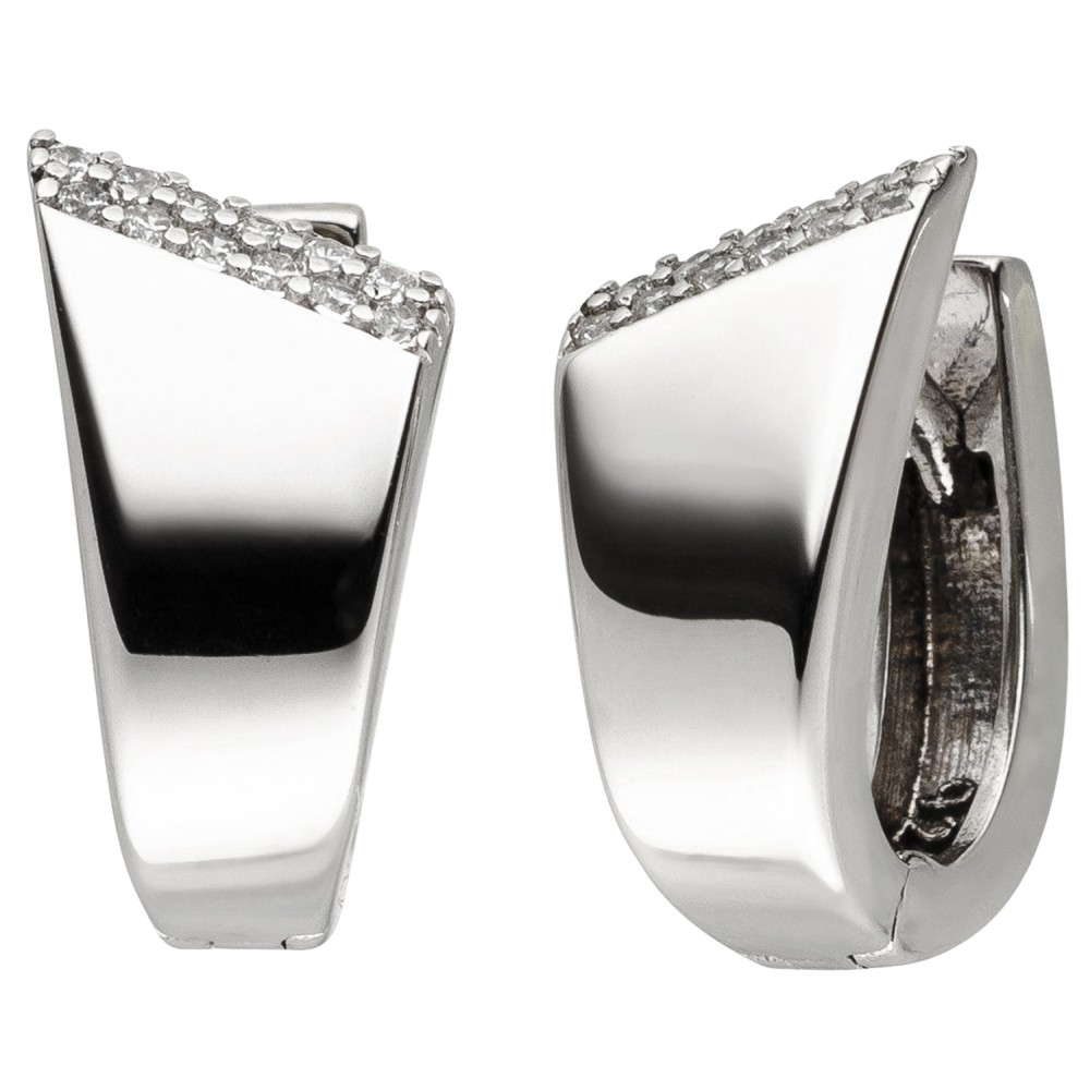 Creolen 925 Sterlingsilber 24 Zirkonia Ohrringe Silbercreolen Silberohrringe