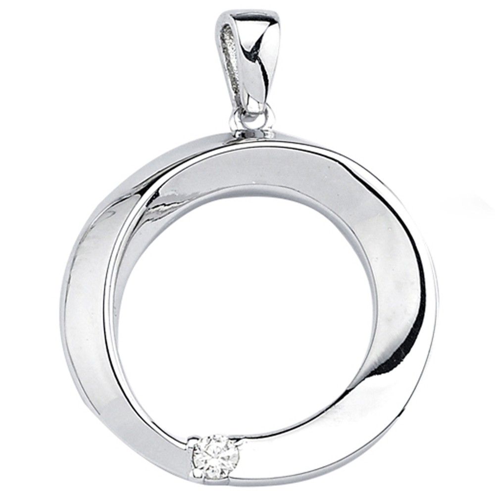 Anhänger rund 925 Sterlingsilber 1 Zirkonia Silberanhänger