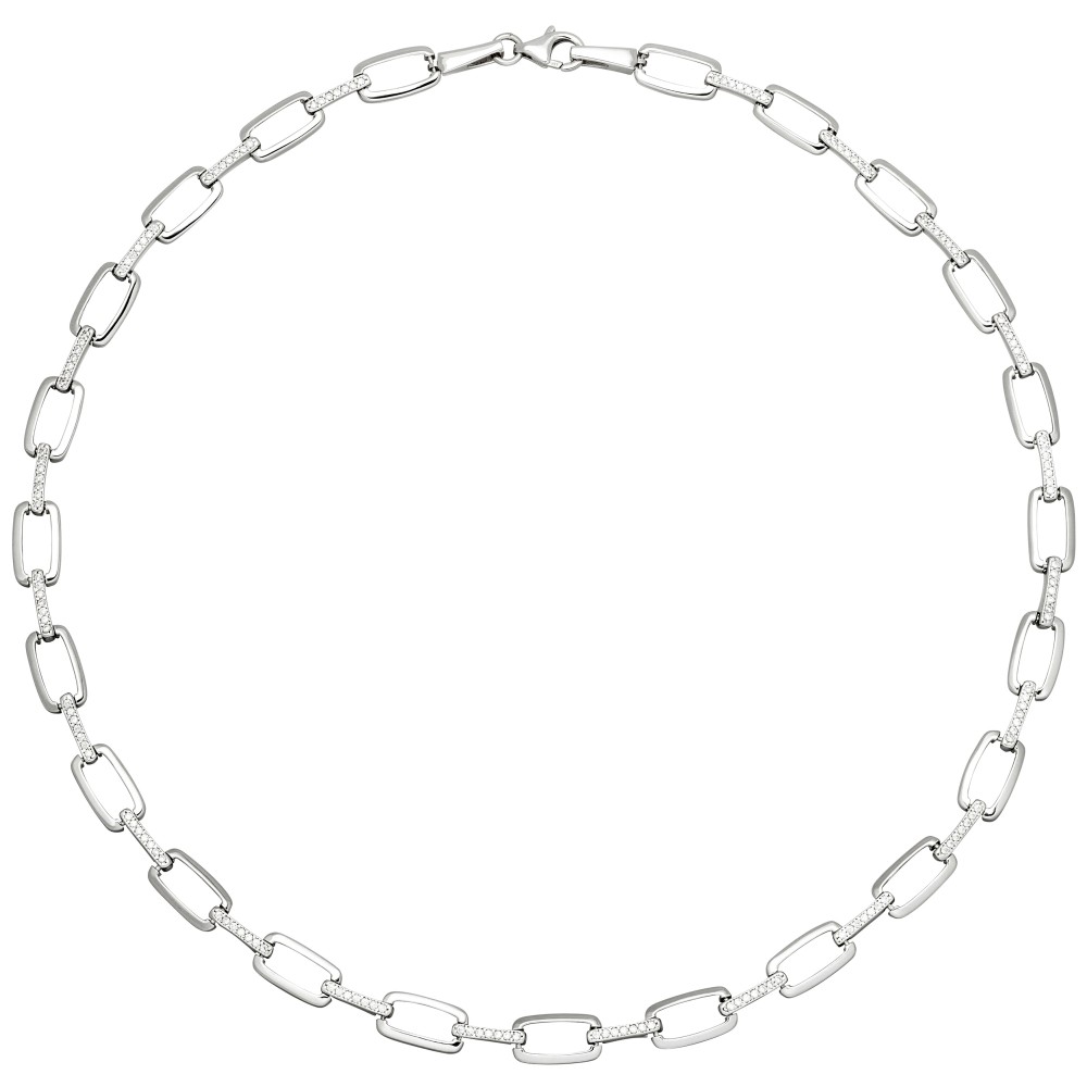 Collier Halskette 925 Sterlingsilber 154 Zirkonia 45cm Kette Silberkette
