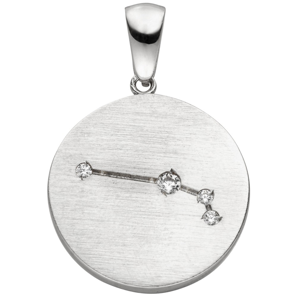 Anhänger Sternzeichen Widder 925 Sterlingsilber matt 4 Zirkonia Silberanhän